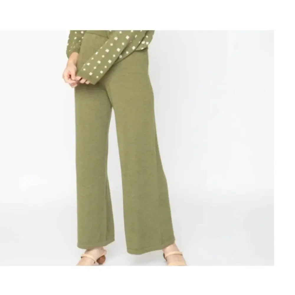 NWT Callahan Knitwear Sage Green Two-Piece Set Revolve One Shoulder Wide Leg S